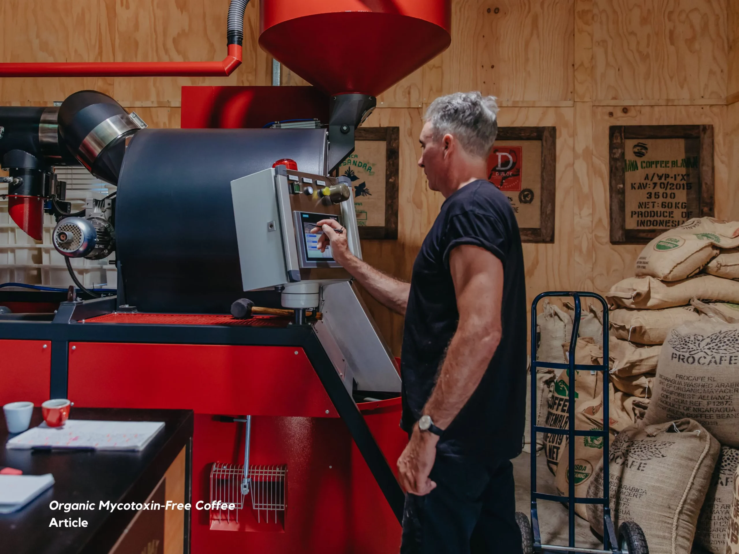 Man roasting coffee