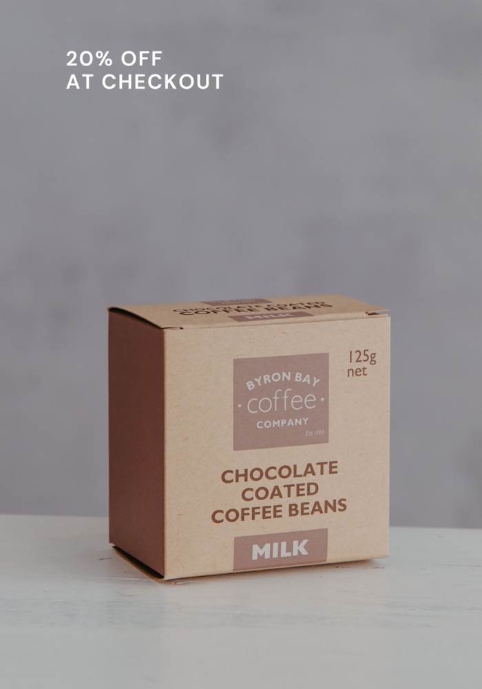 Milk chocolate coated coffee beans