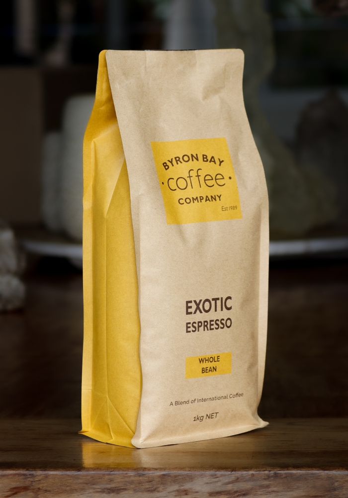 1kg yellow bag of Exotic specialty espresso coffee