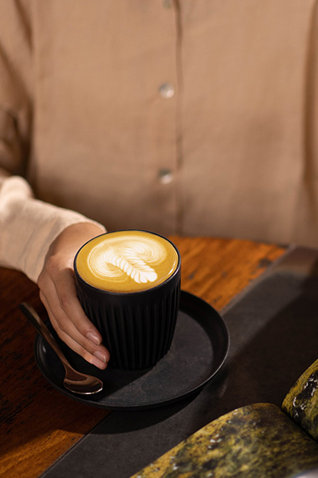 Coffee Latte Made in an 8oz Huskee Cup Charcoal