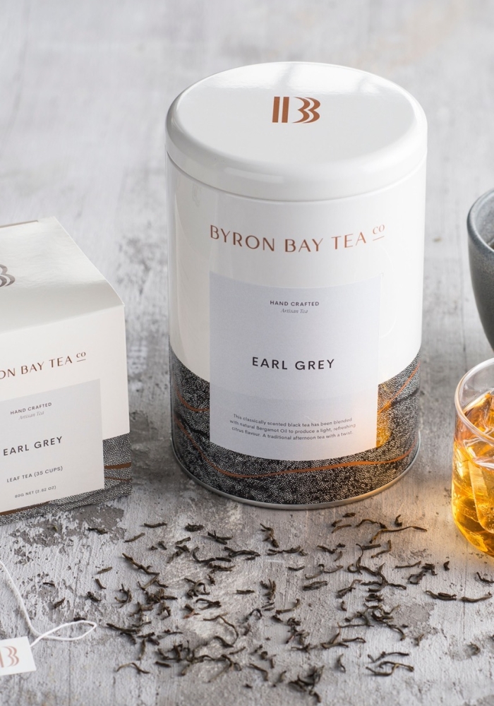 Tin and box of earl grey tea