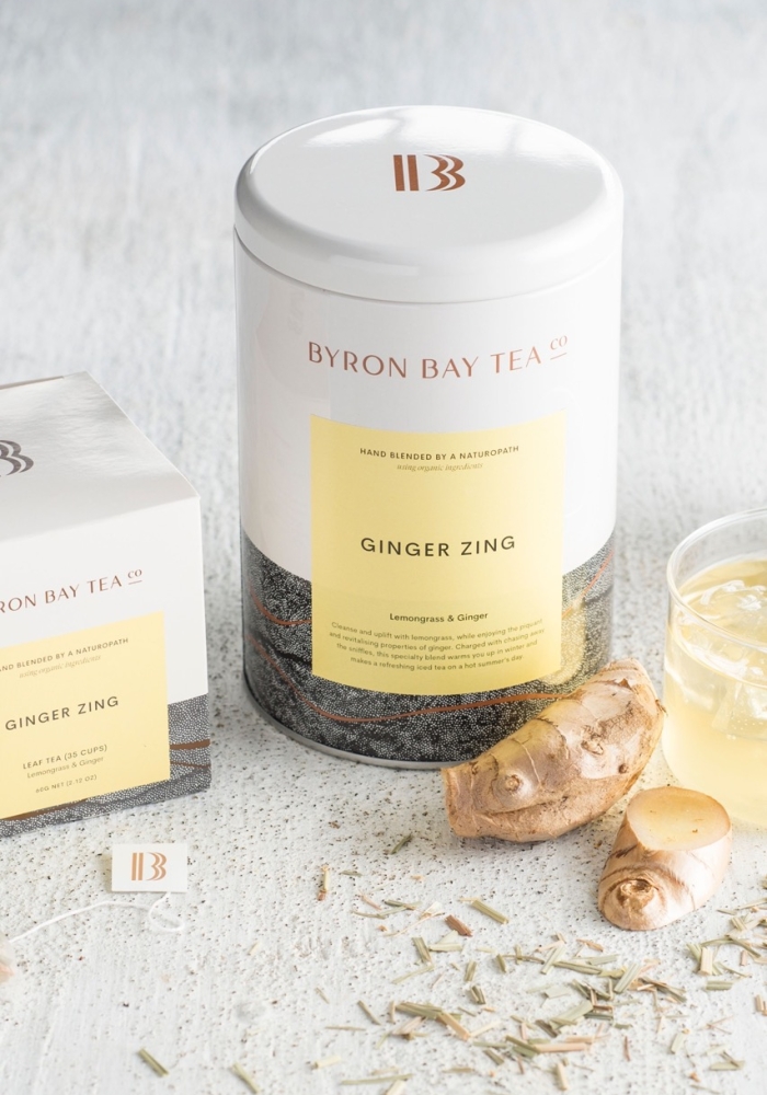 Tin and box of ginger tea