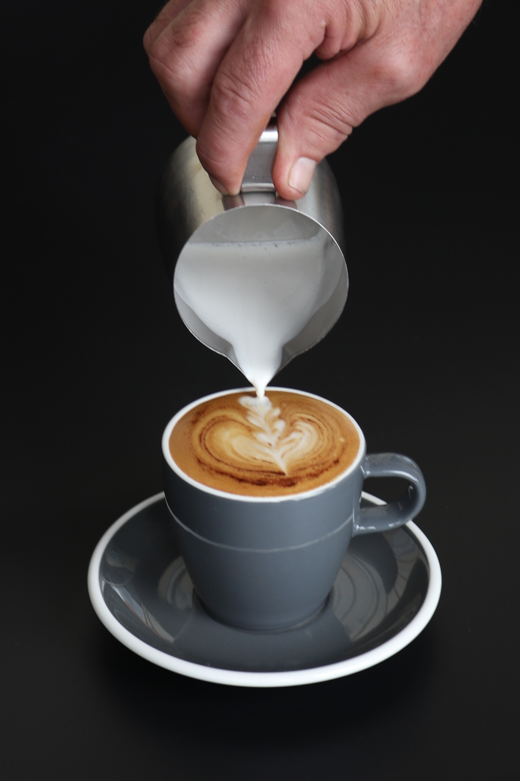 Coffee Being Poured On Acme Medium Coffee Cup