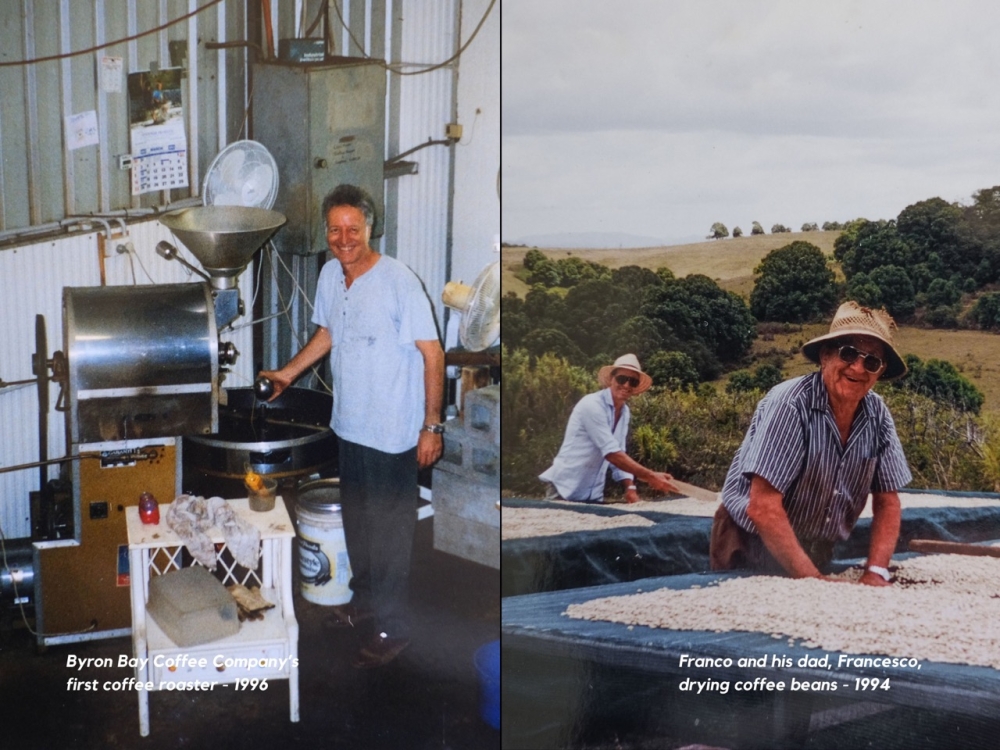 Old coffee roaster and coffee plantation