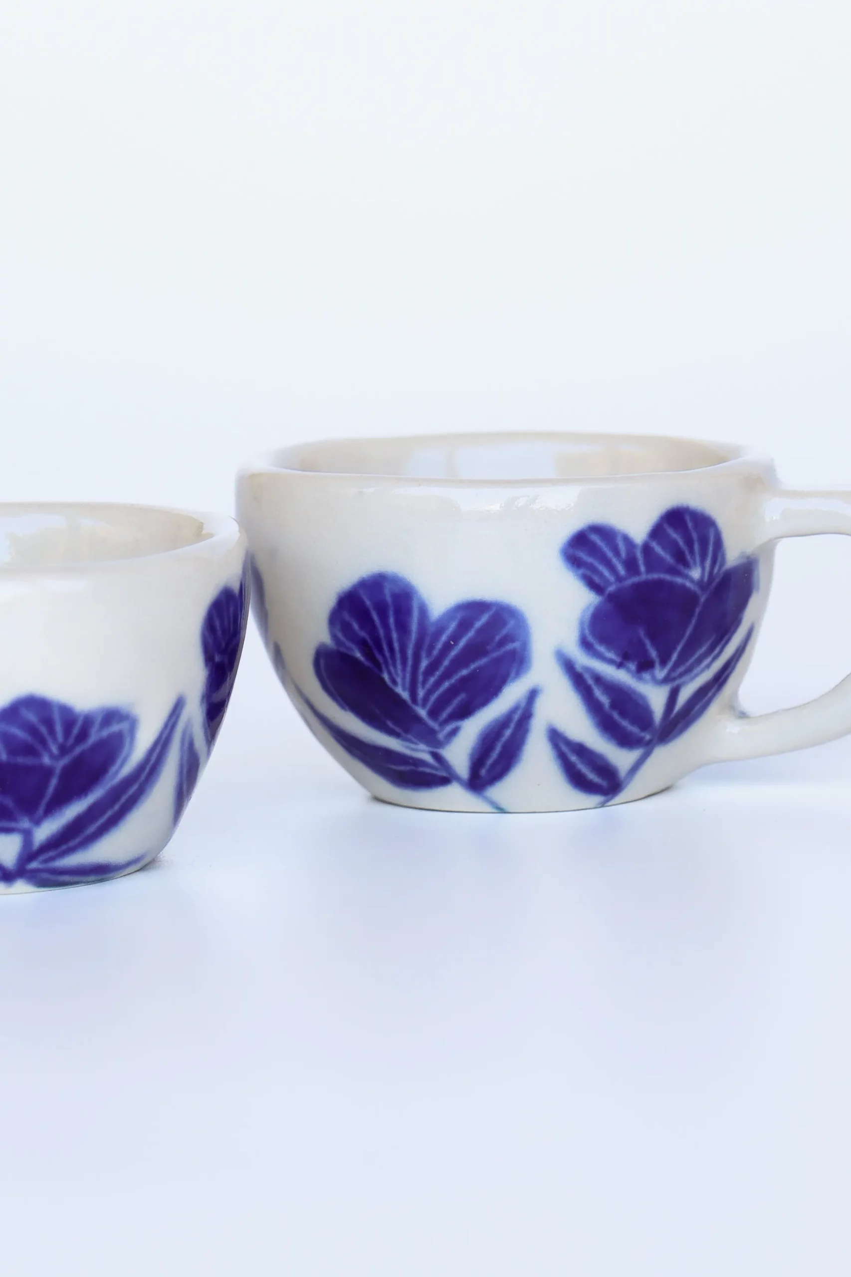 Hand made and hand painted espresso cups