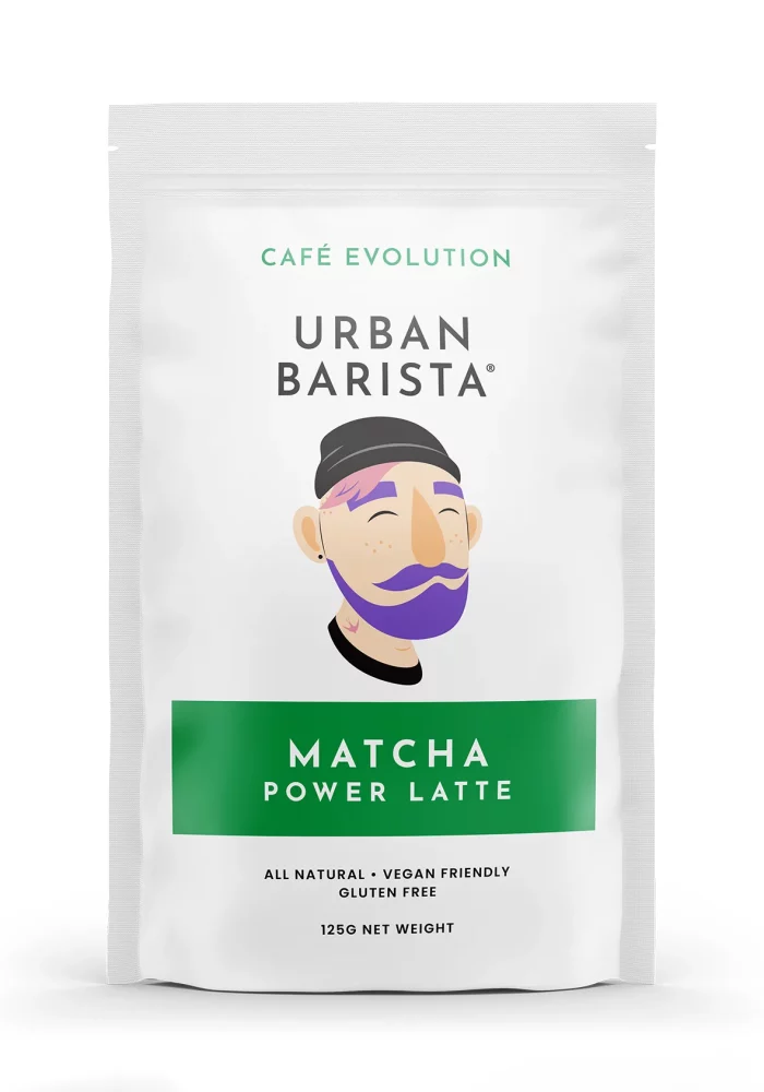 125g pouch of Urban Barista matcha latte mix