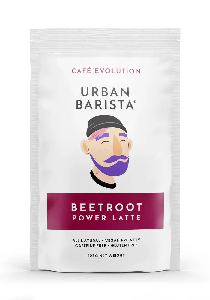 125g pouch of Urban Barista beetroot power latte mix