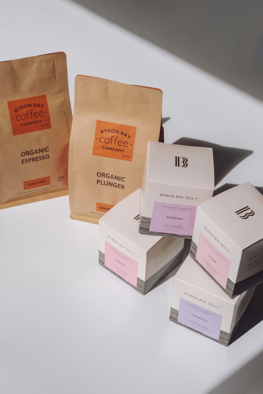 Organic Coffee and Byron Bay locally made tea