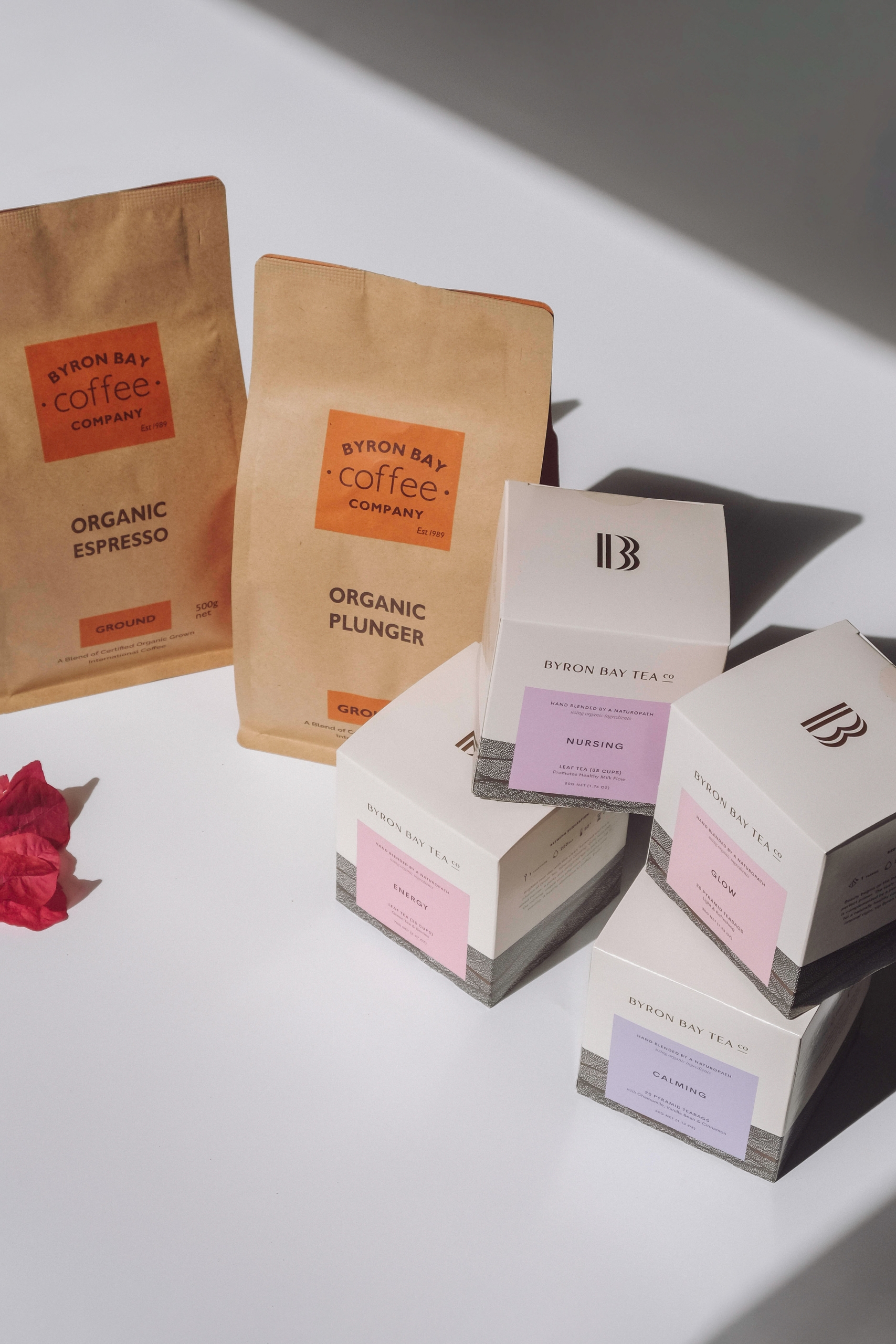 Group of Organic Coffee and Tea Bag Boxes