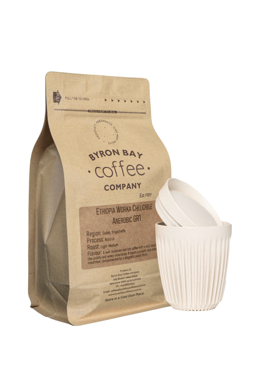 Coffee cup and Single Origin Coffee Pack